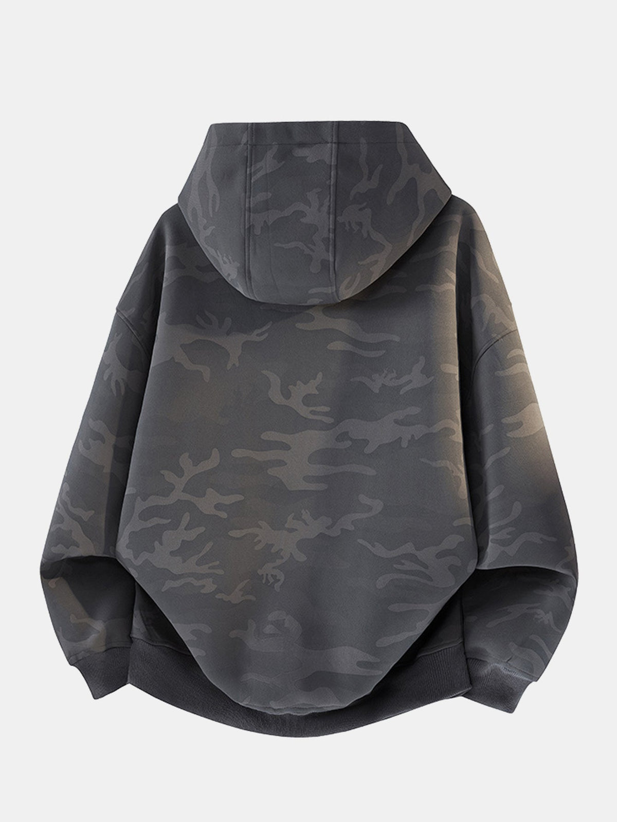 Men's Oversized Camouflage Zip-Up Hoodie – Relaxed Hooded Sweatshirt with Dropped Shoulders for Casual Streetwear