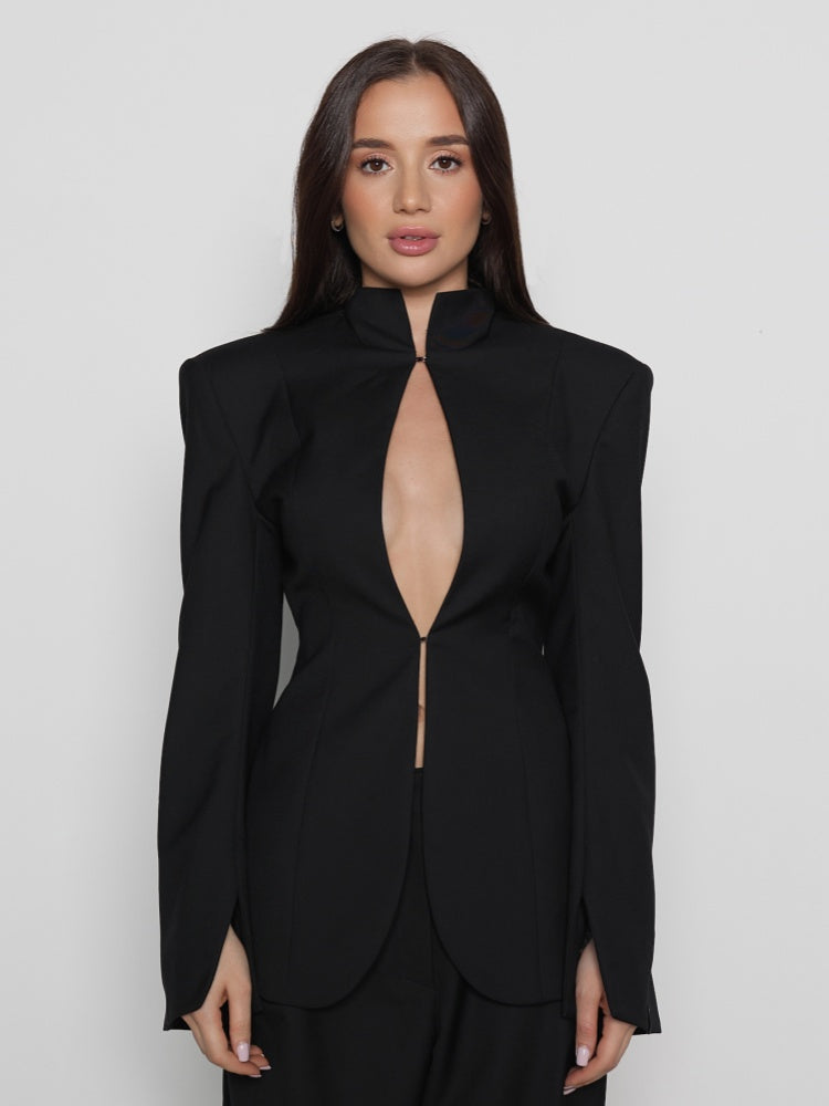 Blazer with a Deep Neckline