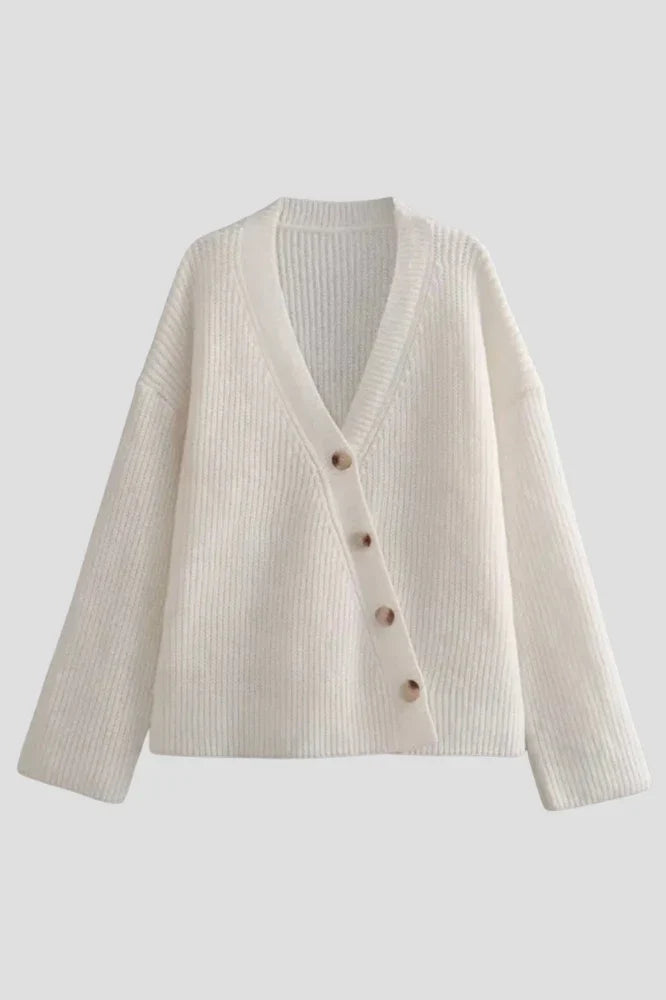 Relaxed Street Solid Buttons Pleated V-Neck Outerwear