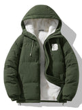 Men's Hooded Corduroy Puffer Jacket – Plush Teddy Fleece Lining with Padded Sleeves for Autumn and Winter