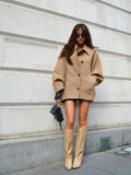 Coat with Lapel Collar and Pockets