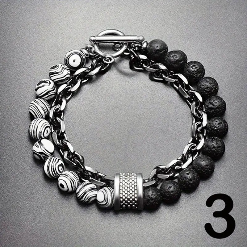 Steel Streaks Tiger Eye Bead Bracelet