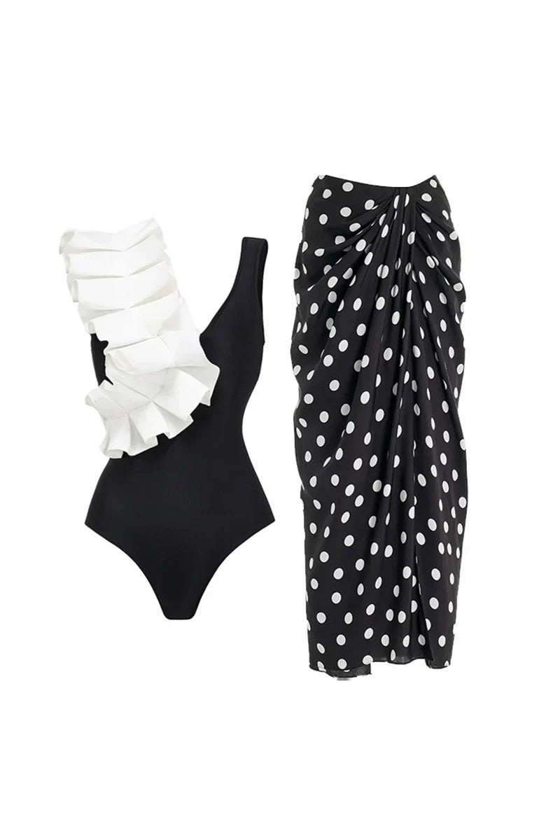Refined Polka Dot One-Piece Swimwear
