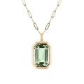 Gold Necklace with Rectangular Light Green Crystal Pendant - Dorelia