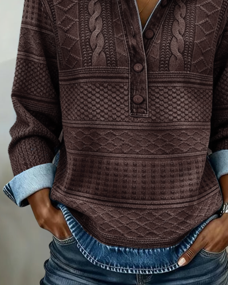 Willa | Trendy Sweatshirt with Half Button