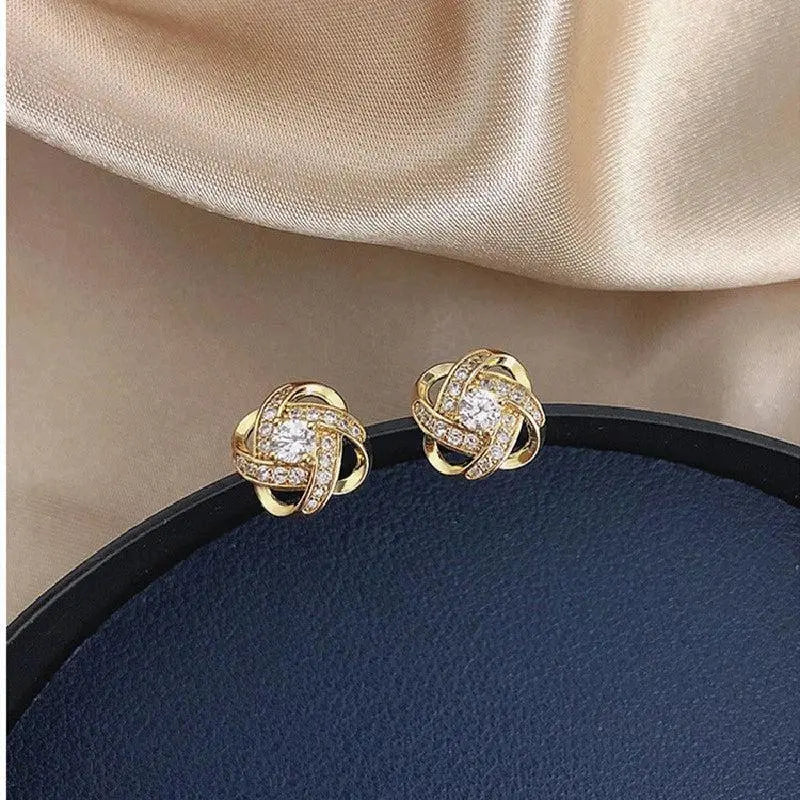 Floral Spiral Earrings in 925 Silver & Crystal - Faith Collection