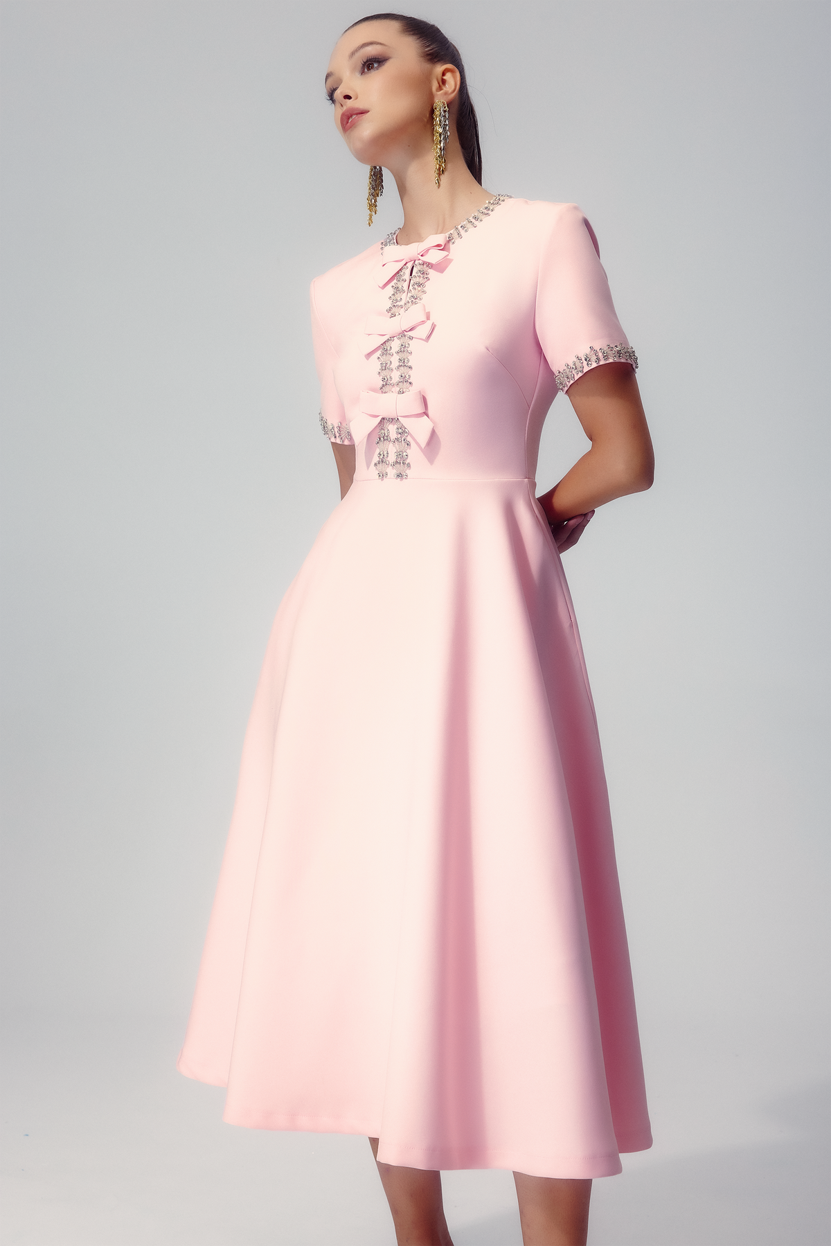 Zoe Bowknot Crystal-embellished Maxi-Length Dress