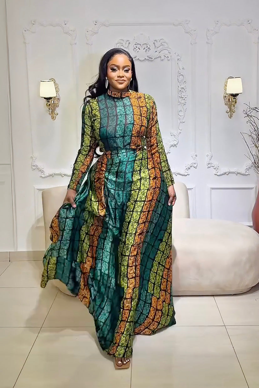 Coordinated Emerald Kente Royalty Skirt Set