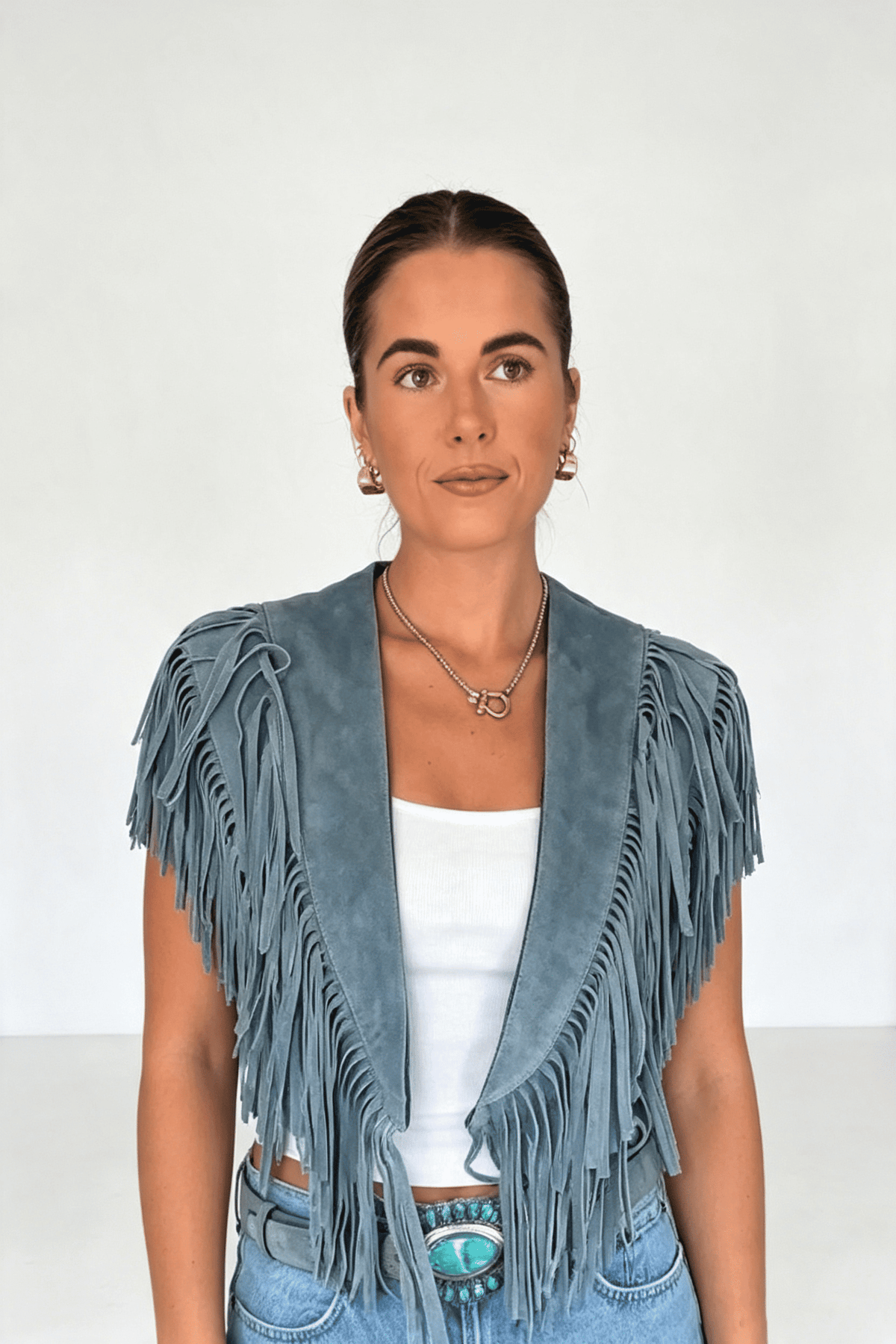 Modern Western Fringe Crop Vest