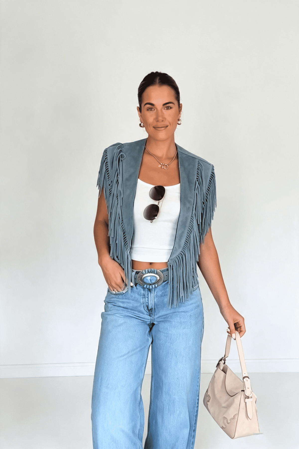 Modern Western Fringe Crop Vest