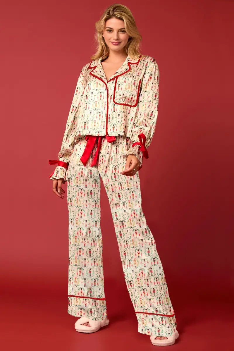 Coordinated Christmas Character Print Pajama Long Set