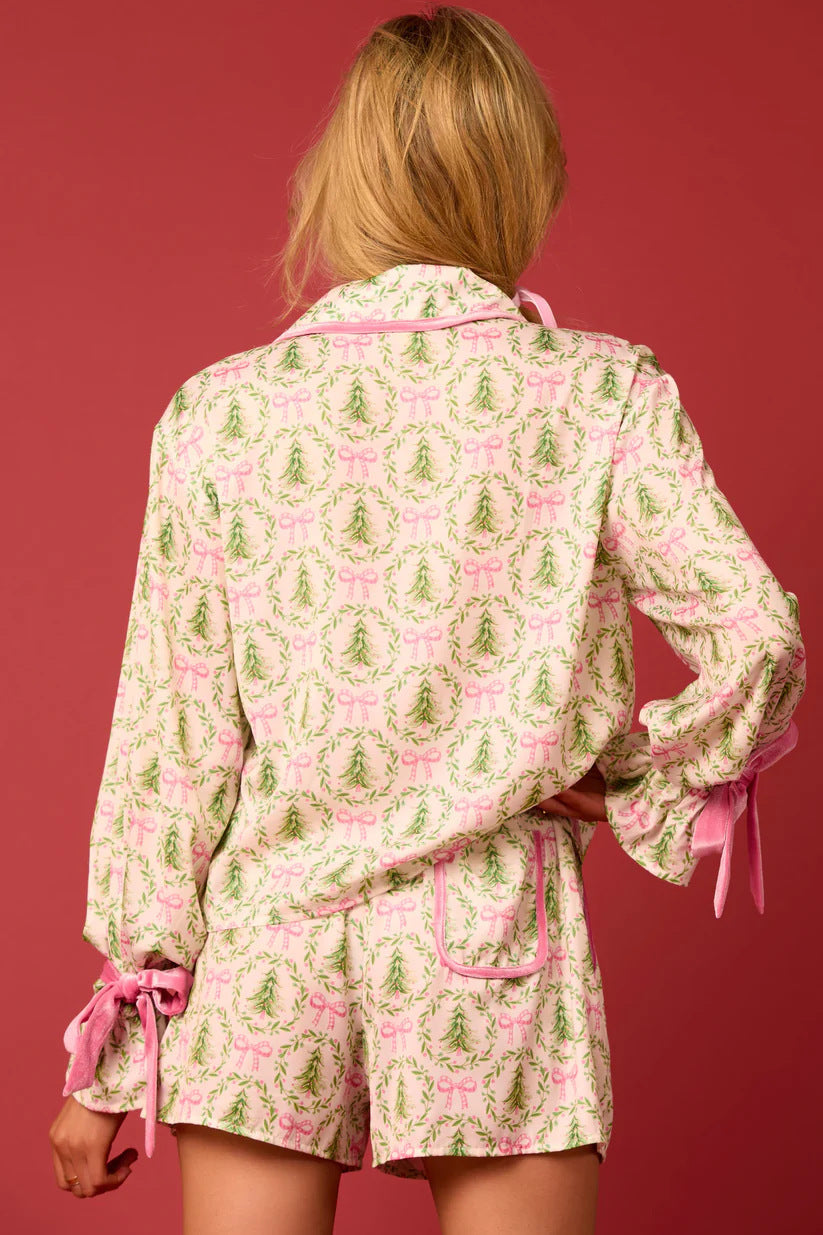 Coordinated Christmas Character Print Pajama Short Set