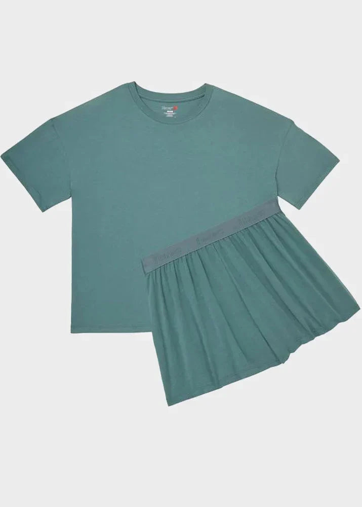 Women's Soft Modal Blend Two-Piece Loungewear Set – Oversized Short Sleeve T-Shirt and Elastic Waist Shorts for Relaxed Home and Sleepwear