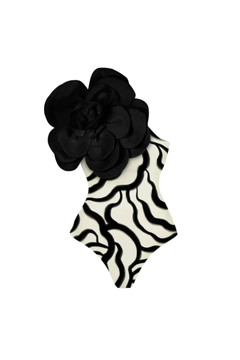 3D Flower One-Piece Swimwear