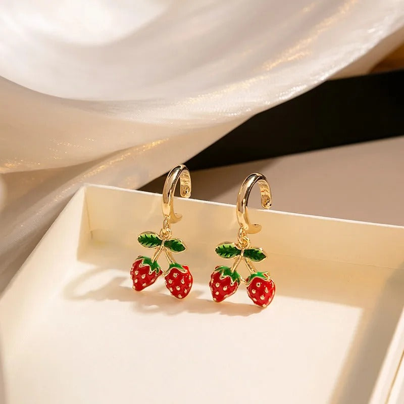 Women's Gold-Plated Enamel Fruit Drop Earrings - Amelie