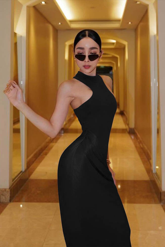 Paneled Cut-Out Fitted Dress