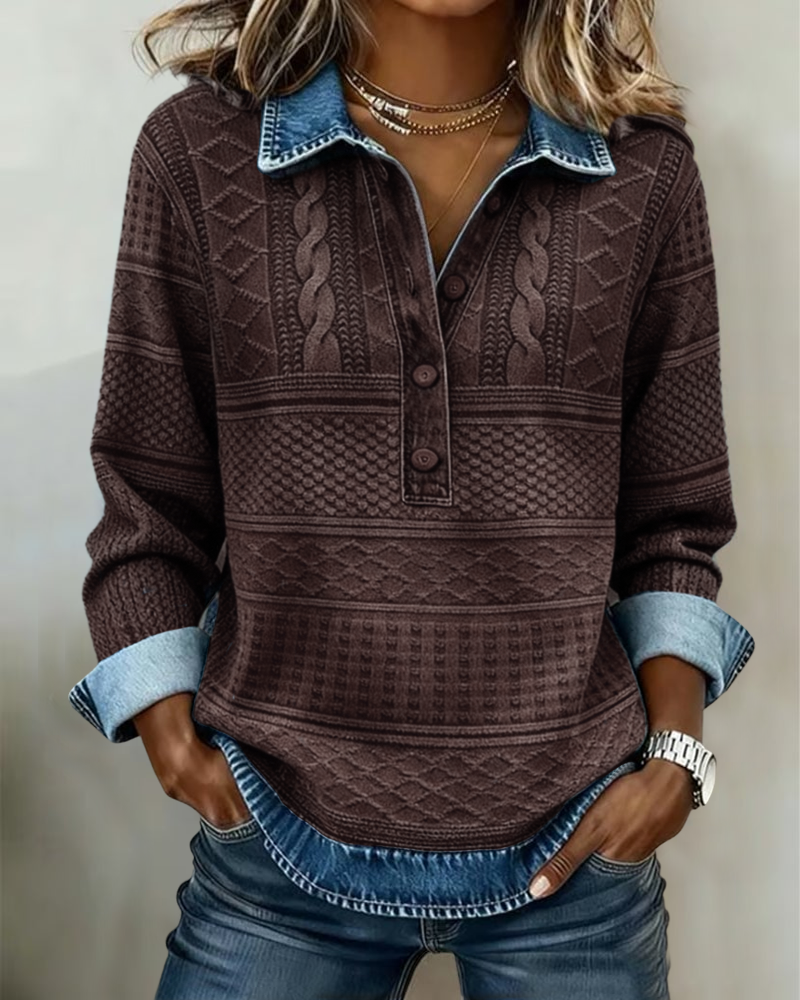Bria - Trendy Sweatshirt with Half Button