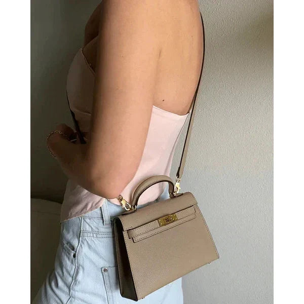 Fiorenza Top Handle Flap Vegan Leather Handbag - Compact Crossbody with Detachable Strap