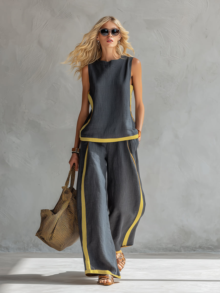 Taylor | Sleeveless Wide Leg Two-Piece Set