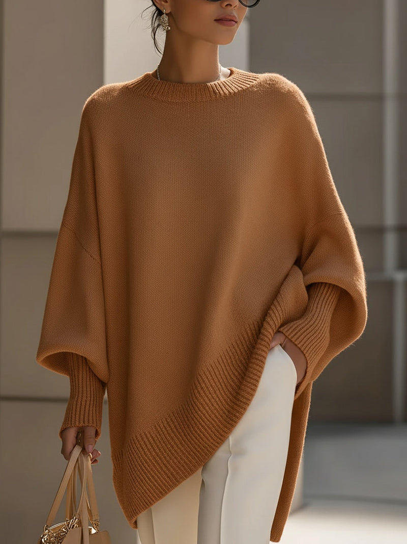 Women’s Oversized Asymmetrical Poncho Sweater