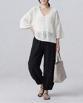 Women's Minimalist Lightweight Cape-sleeved Sweater And Harem Pants Set