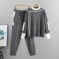 Women's Contrast Trim Long-Sleeve Sweatshirt and Jogger Trousers Set – Relaxed Sporty Two-Piece Outfit for Everyday Casual Wear