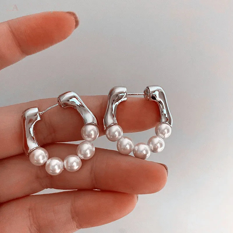 Amaya Pearl Hoop Earrings