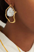 Statement Oyster Pearl Irregular Shaped Drop Earrings