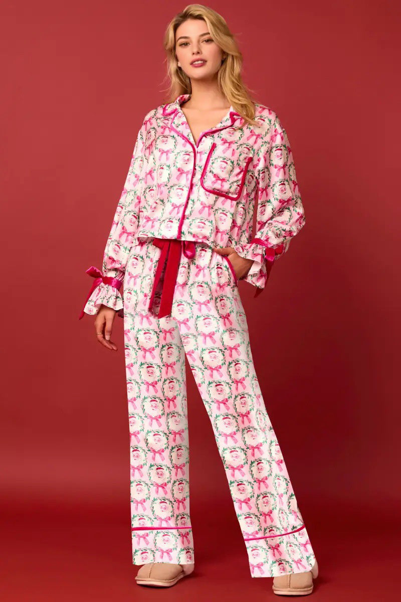 Coordinated Christmas Character Print Pajama Long Set