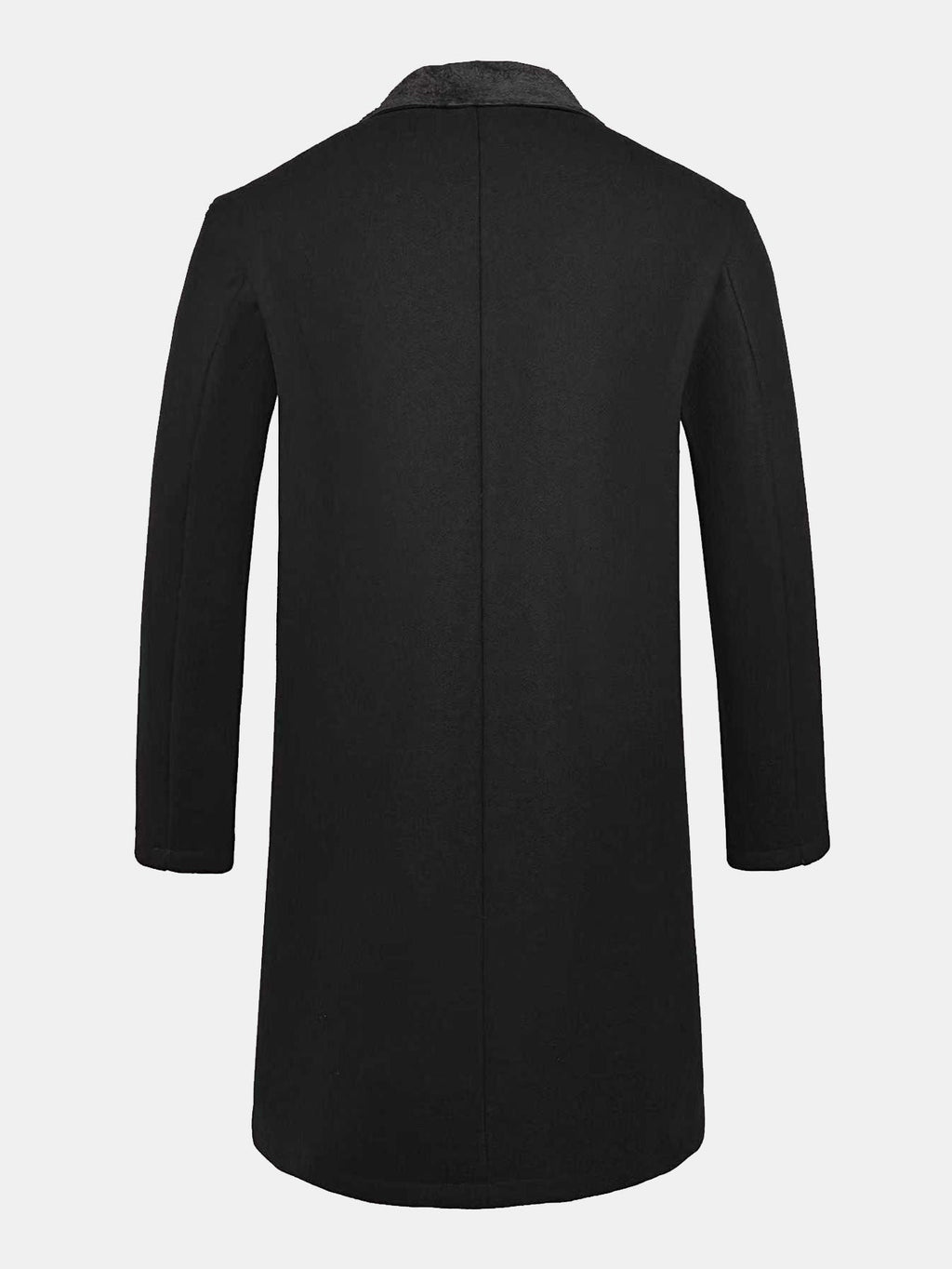 Men's Long Faux Wool Winter Coat – Double-Breasted Overcoat with Teddy Fleece Collar and Warm Lining for Smart Casual Wear