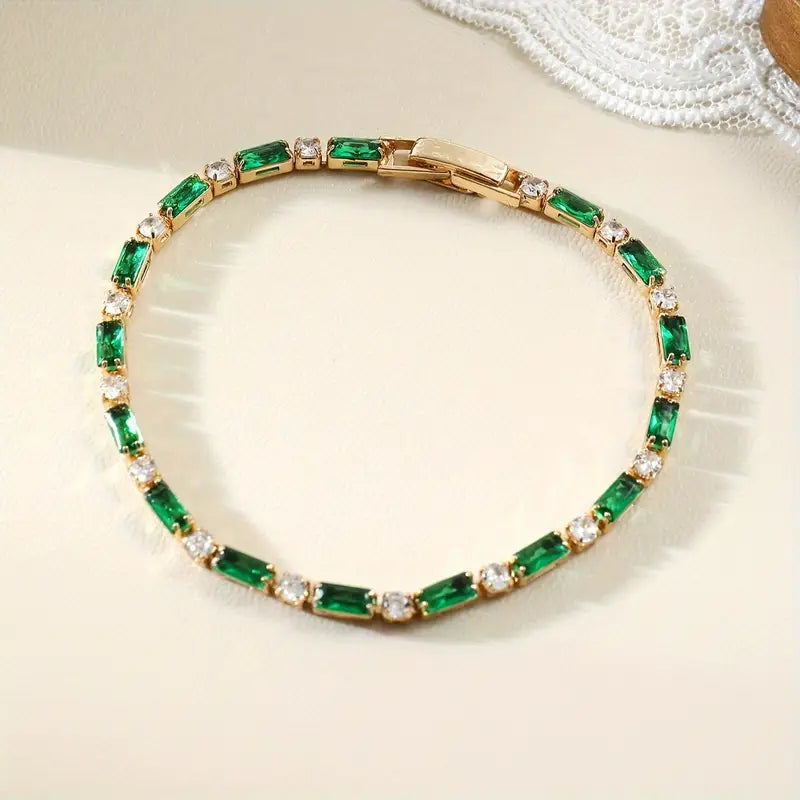 Gold Bracelet with Emerald-Cut Stones - Armonia