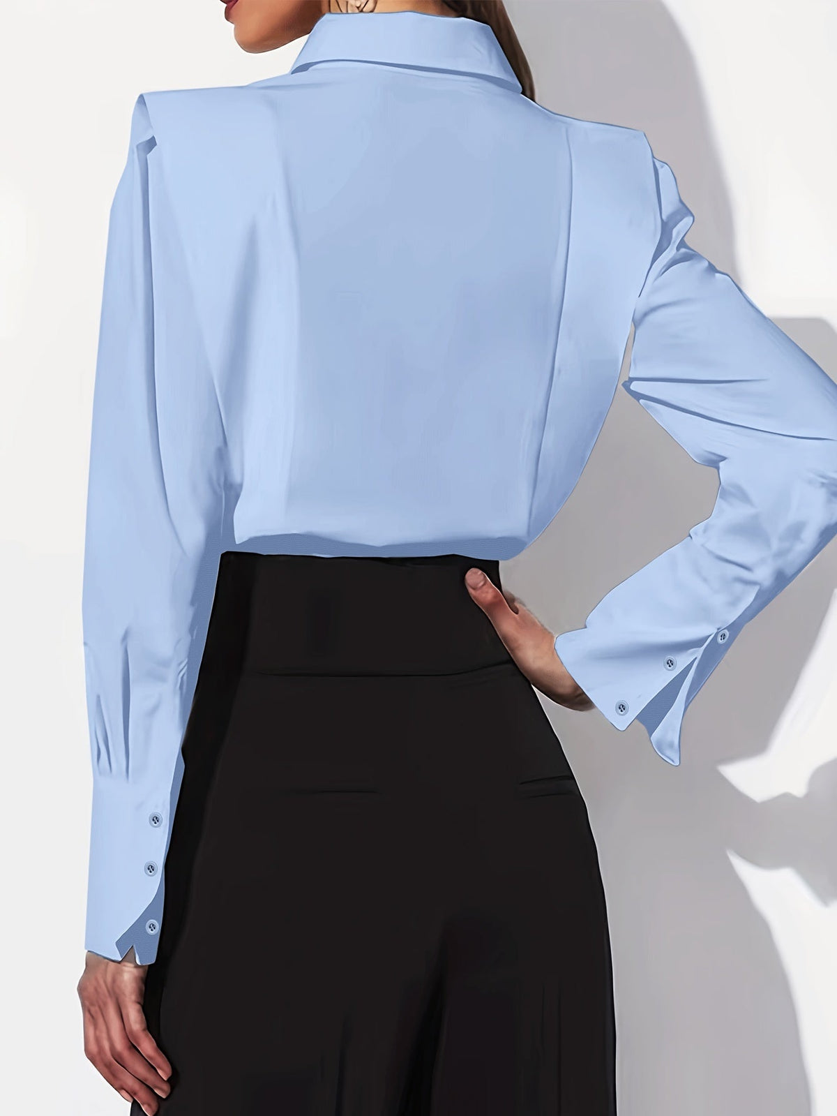 Women's Long Sleeve Collared Button-Front Blouse