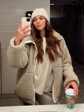 Women’s Textured Winter Jacket with Zip Front