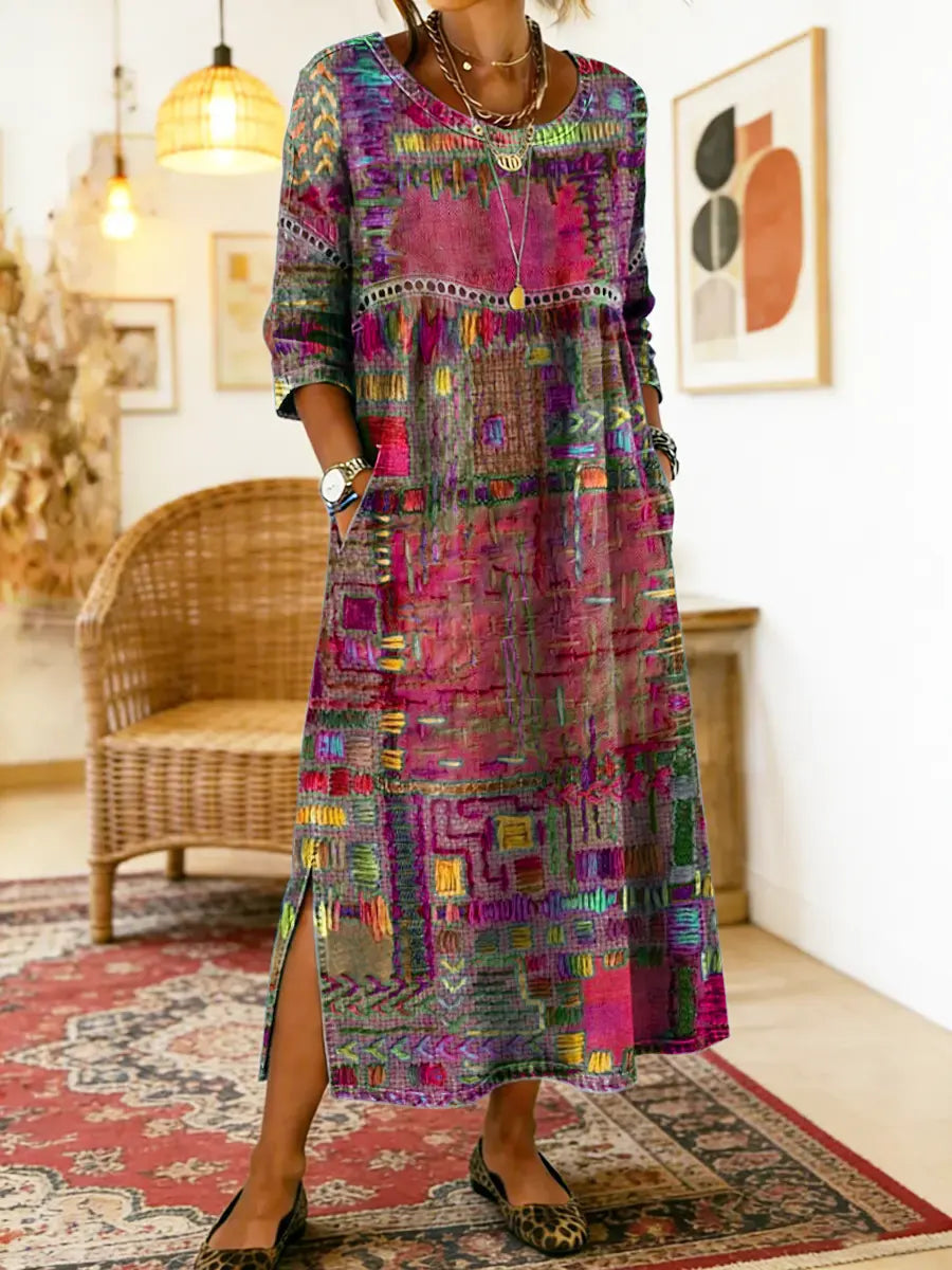 Manuela - Denim Dress with Ethnic Patchwork