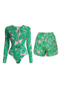 Green Patterned Surf Shorts Set