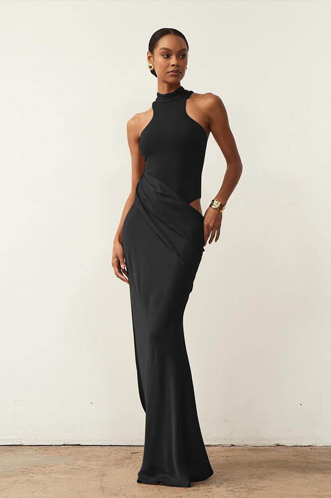 Paneled Cut-Out Fitted Dress