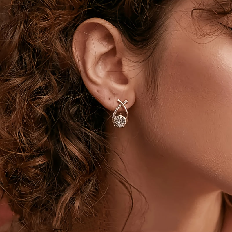 Gold Cross Cubic Zirconia Earrings - Private Collection