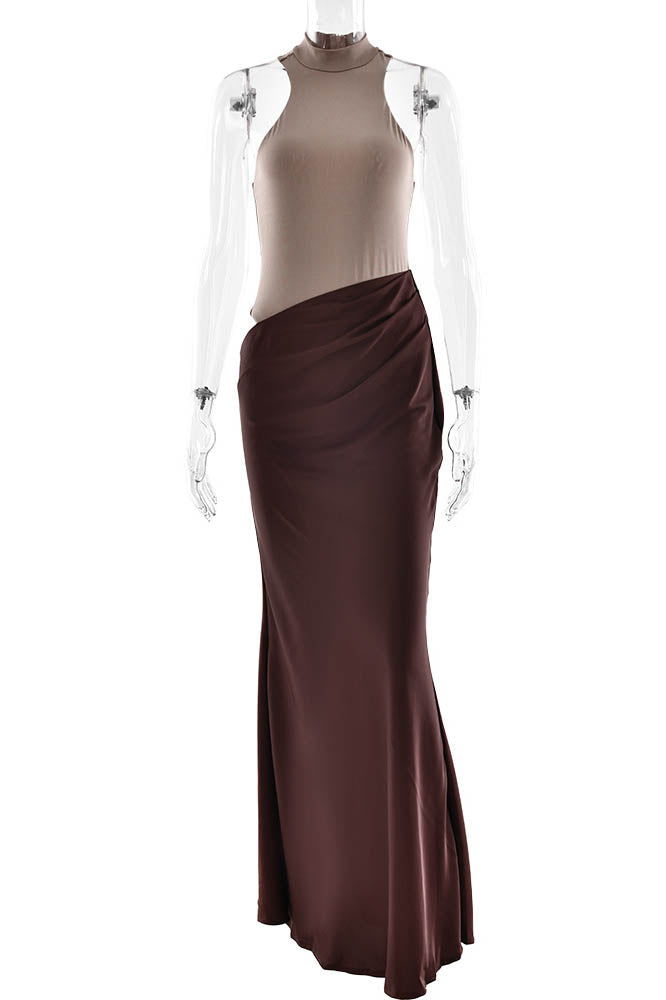Paneled Cut-Out Fitted Dress