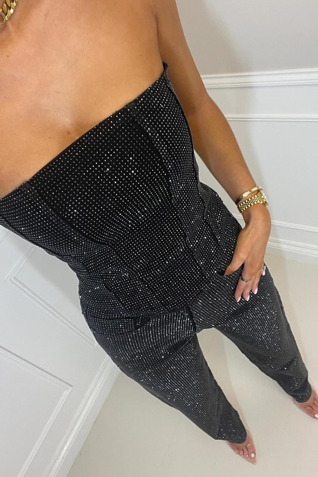 Glimmer - Glitter Set with Crop Top and Jeans