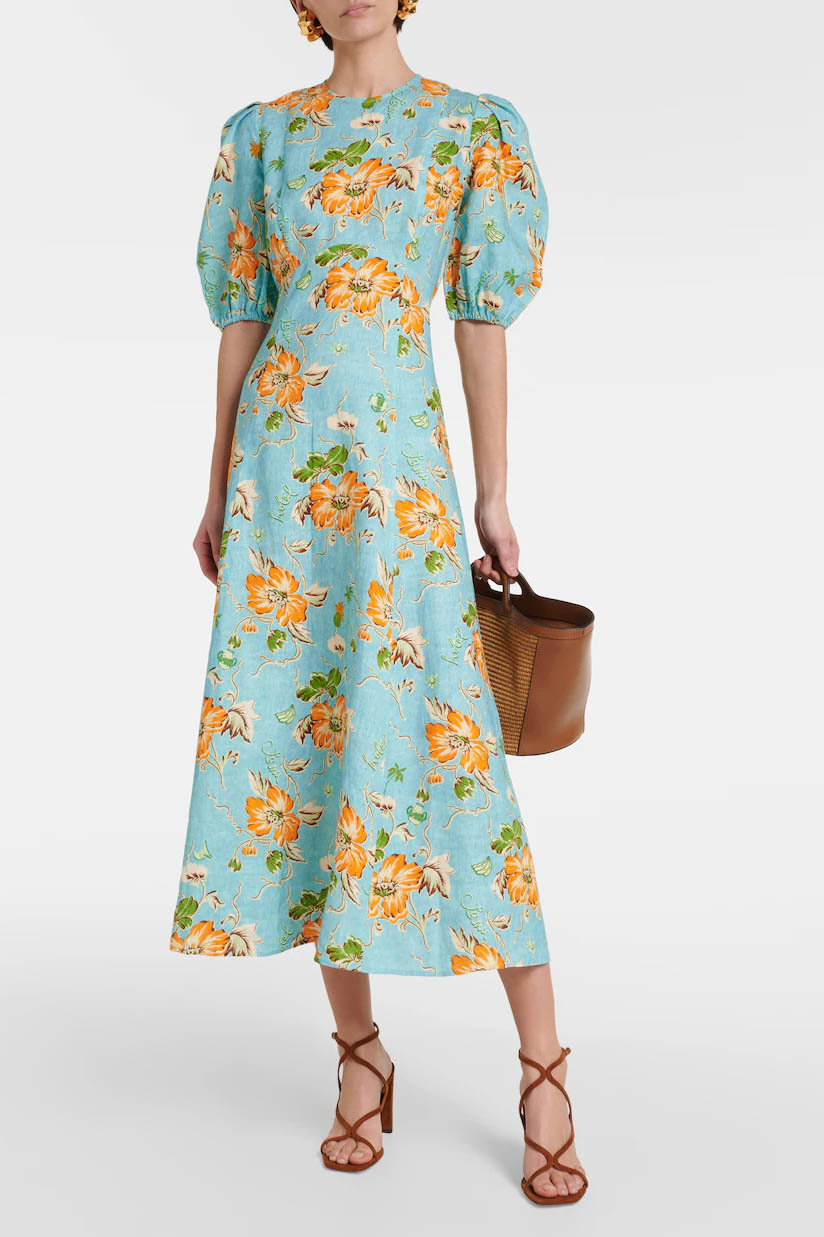 Modern Graffiti Print Puff Sleeve Dress