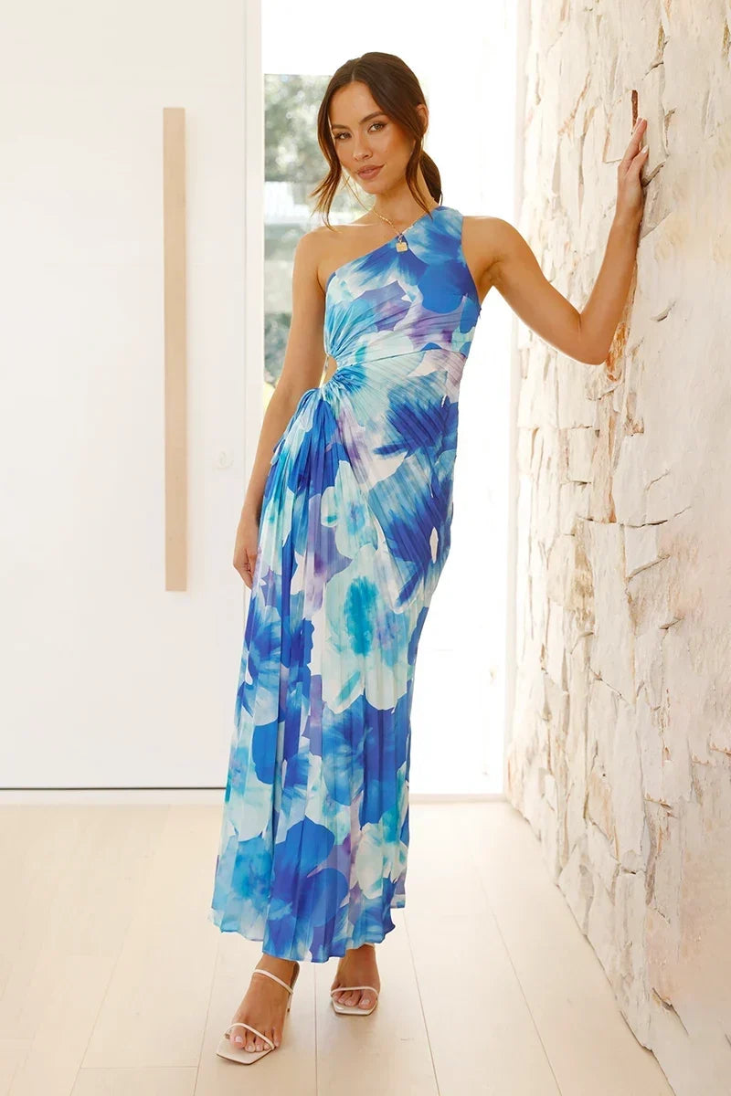 Laken Maxi-Length Dress Blue Flower