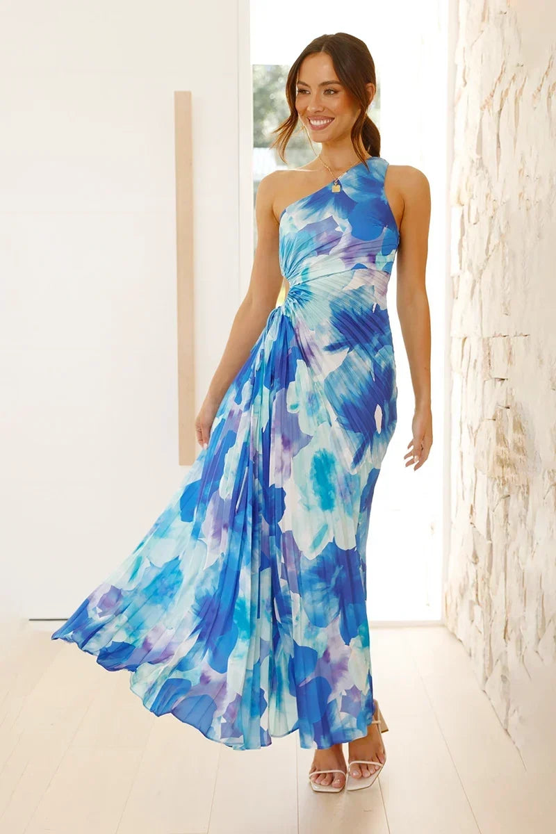 Laken Maxi-Length Dress Blue Flower