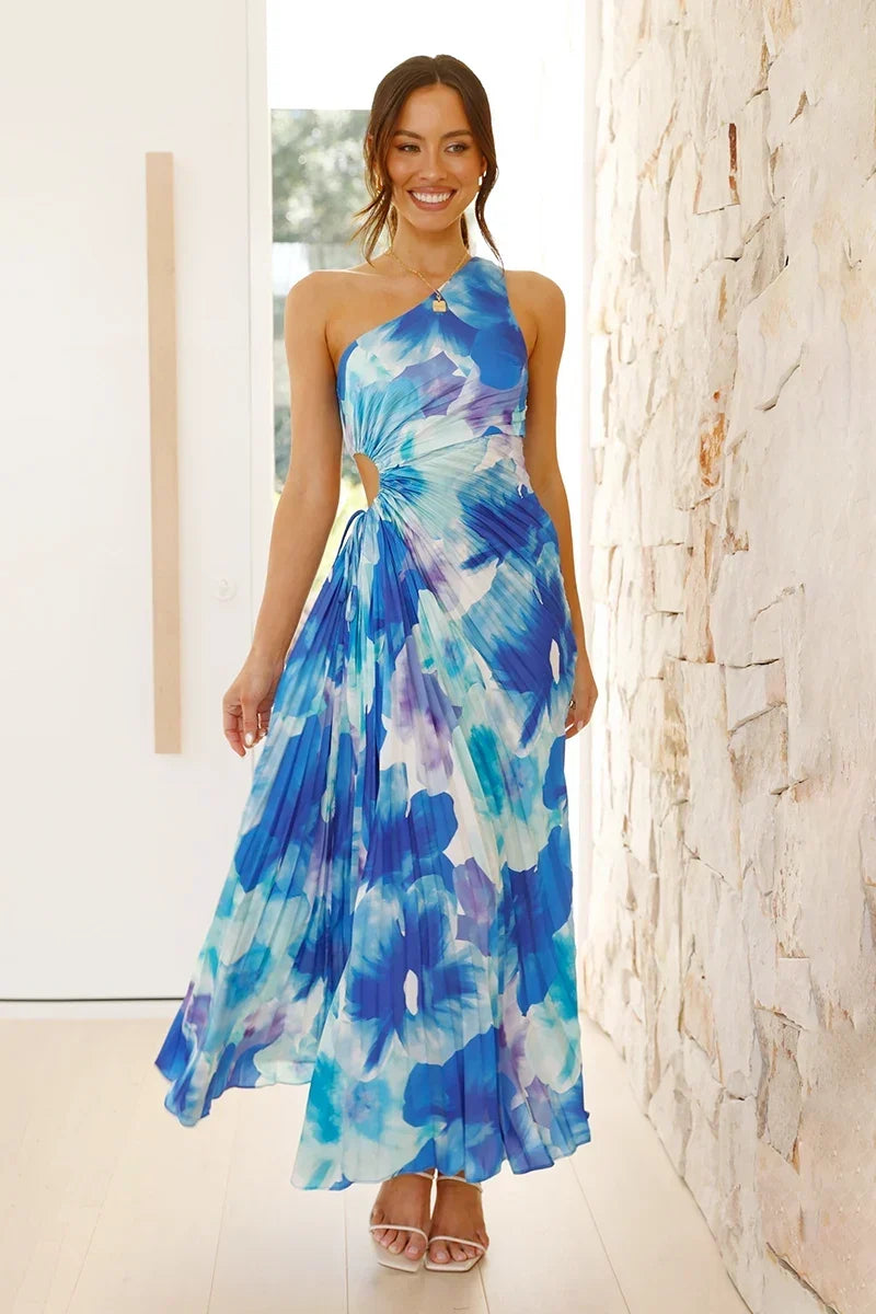 Laken Maxi-Length Dress Blue Flower