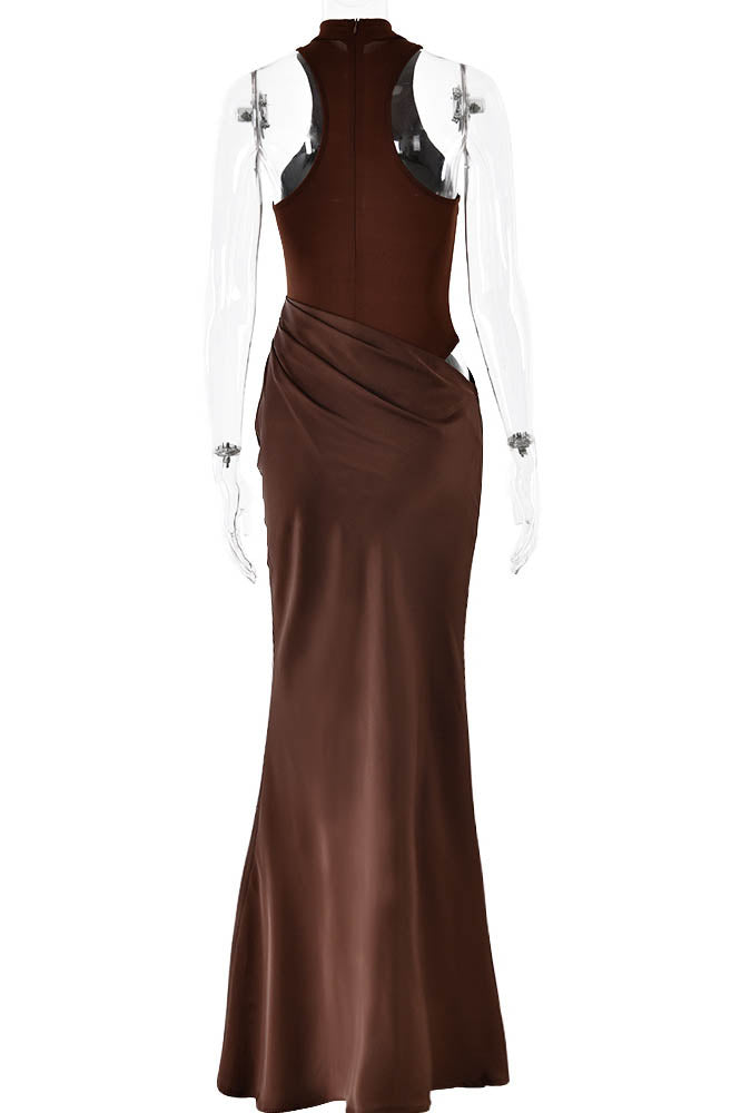 Paneled Cut-Out Fitted Dress