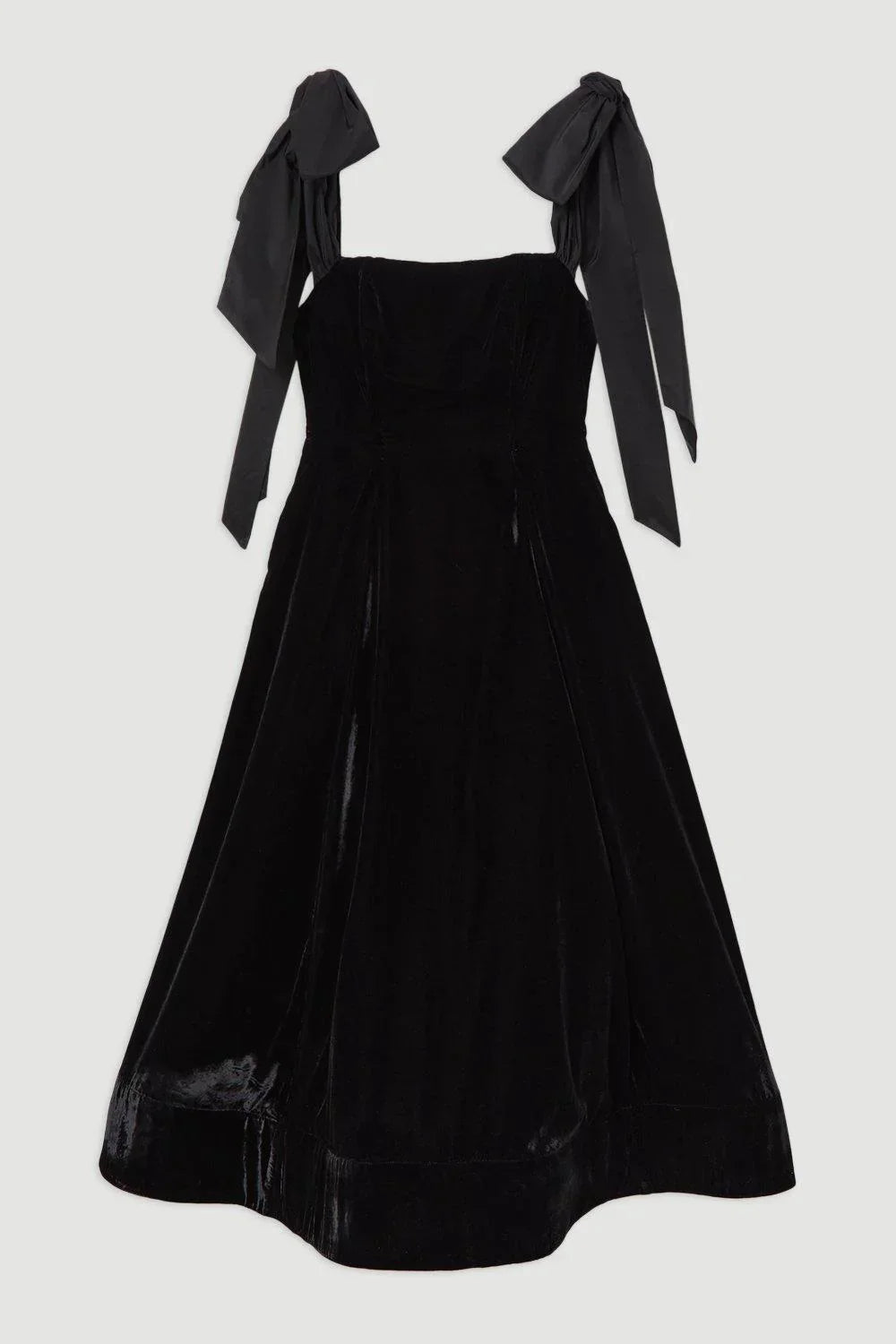 Velvet Strapless Bow Midi-Length Dress