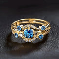 Layered Gold Ring with Blue Zirconia