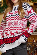 Striped Christmas Reindeer Knitted Knit Sweater