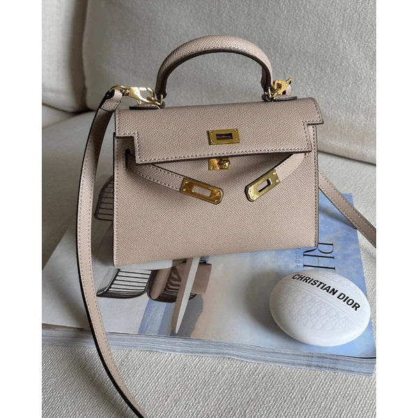 Fiorenza Top Handle Flap Vegan Leather Handbag - Compact Crossbody with Detachable Strap