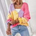 Women's Chunky Knitted Button Front Cardigan – Relaxed V Neck Long Sleeve Soft Textured Cardigan for Cosy Autumn and Winter Layering