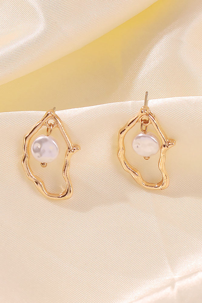 Statement Oyster Pearl Irregular Shaped Drop Earrings